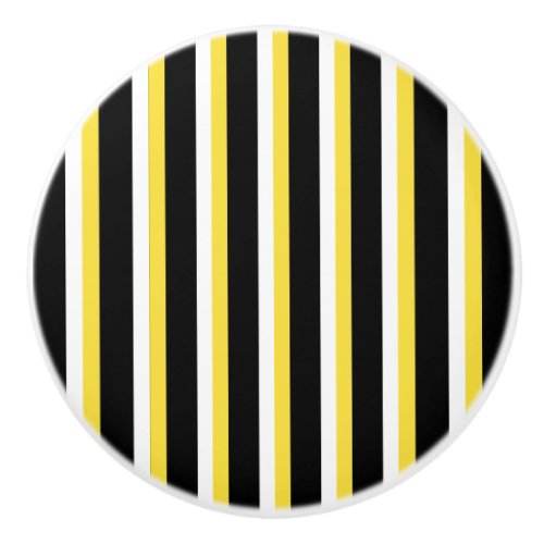 Black White Yellow Stripe Design _ Drawer Knob