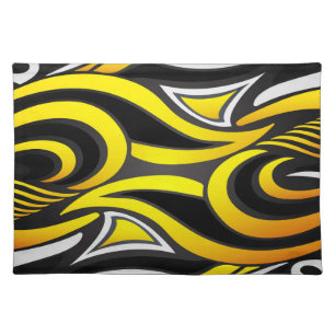 Black, White & Yellow Striped Background Cloth Placemat