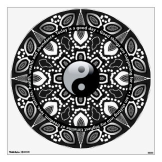 Black White Yin Yang Tribal Dotwork  Mandala Wall Decal