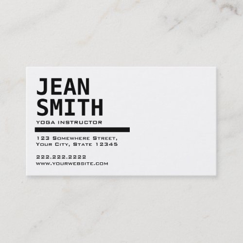 Black &amp; White Yoga instructor Business Card
