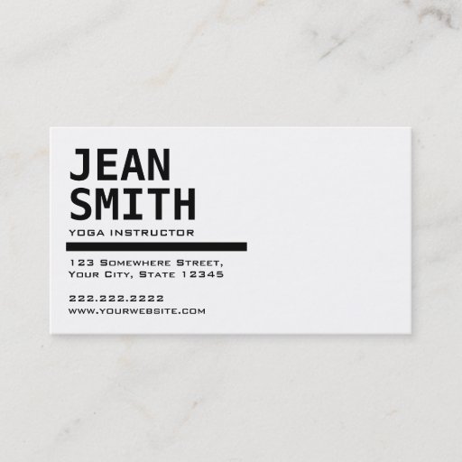 Customizable Black &amp; White Yoga instructor Business Card