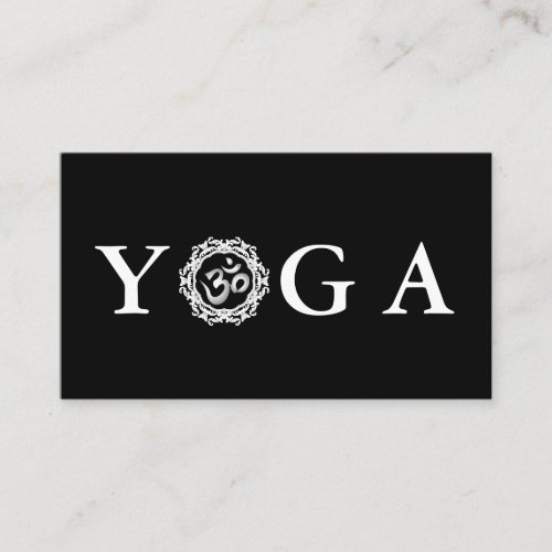 Black  White Yoga Instructor Vintage Style Business Card