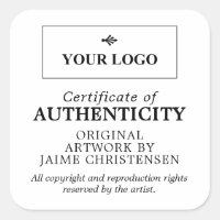 Black White Your Logo Certificate of Authenticity
