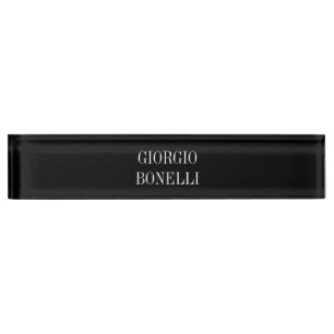 Black White Your Name Minimalist Personal Modern Desk Name Plate