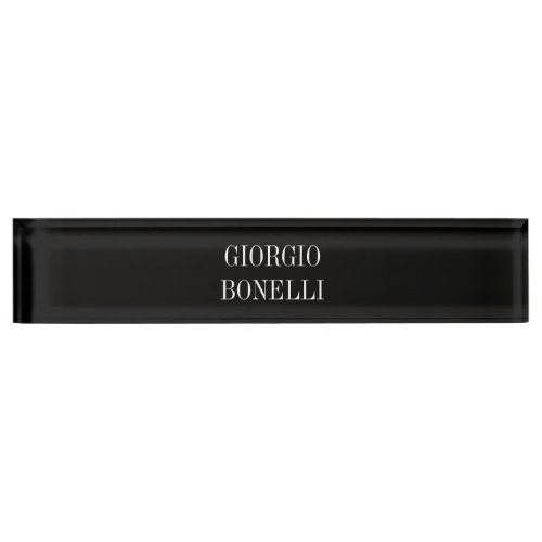 Black White Your Name Minimalist Personal Modern Desk Name Plate