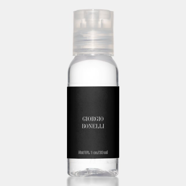Black White Your Name Minimalist Personal Modern Hand Sanitizer (Front)