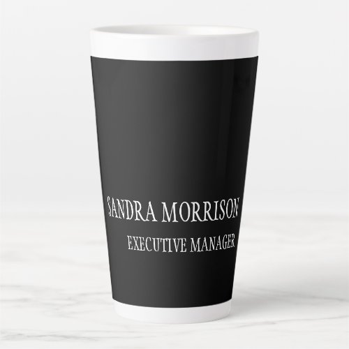 Black White Your Name Minimalist Personal Modern Latte Mug