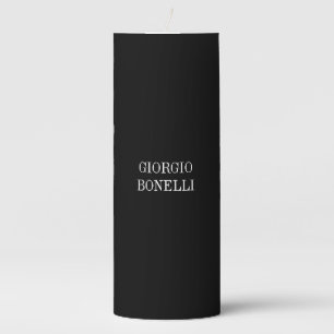 Black White Your Name Minimalist Personal Modern Pillar Candle