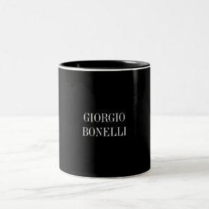 Black White Your Name Minimalist Personal Modern Two-Tone Coffee Mug