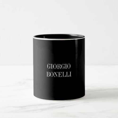 Black White Your Name Minimalist Personal Modern Two_Tone Coffee Mug