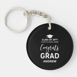 Black & White Your Name Photo Graduation Gift Keychain