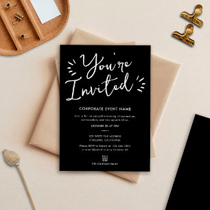Black White You're Invited Corporate Event Party Invitation