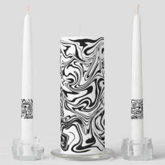 Black White zebra Abstract modern art elegant Unity Candle Set
