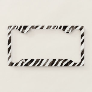 Black White Zebra Animal   License Plate Frame