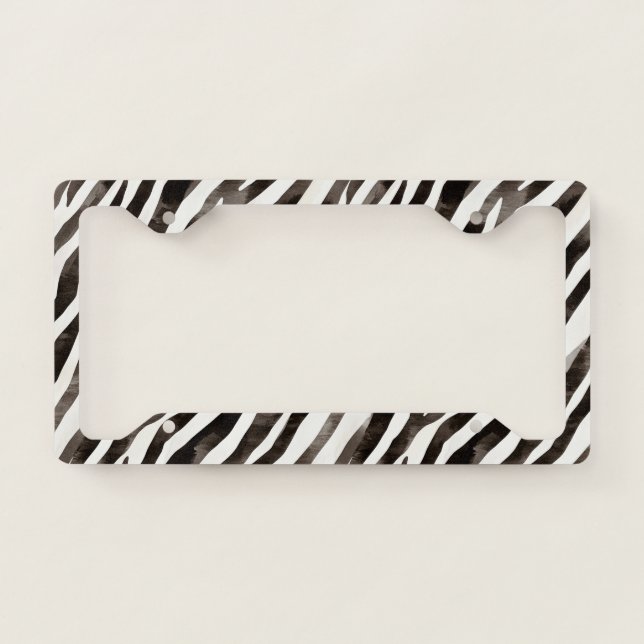 Black White Zebra Animal   License Plate Frame (Front)