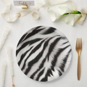 Black White Zebra Animal Paper Plates