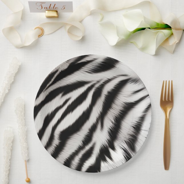 Black White Zebra Animal Paper Plates (Wedding)