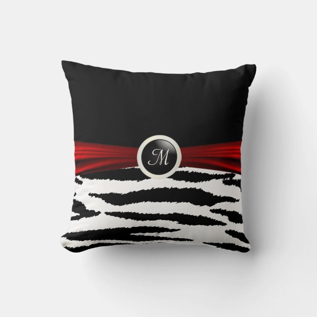 Black & White Zebra Animal Pattern Throw Pillow (Front)