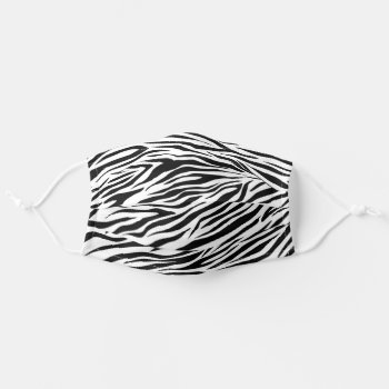Black White Zebra Animal Print Adult Cloth Face Mask by wasootch at Zazzle