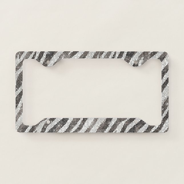Black White Zebra Animal Sparkle License Plate Frame (Front)