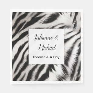 Black White Zebra Animal Wedding Napkins