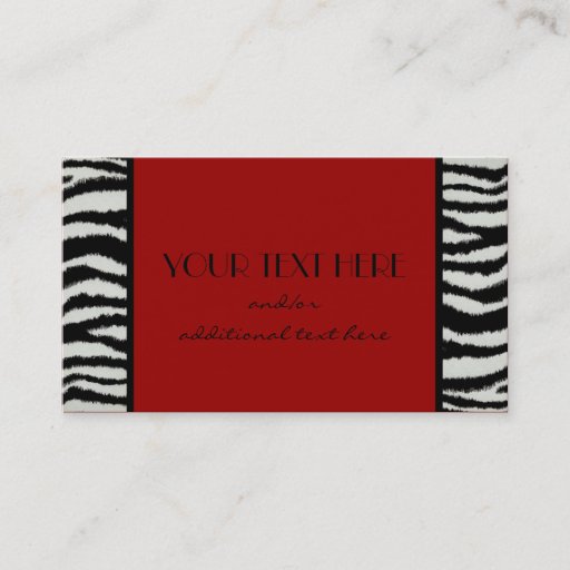 Customizable Black &amp; White Zebra Business Card