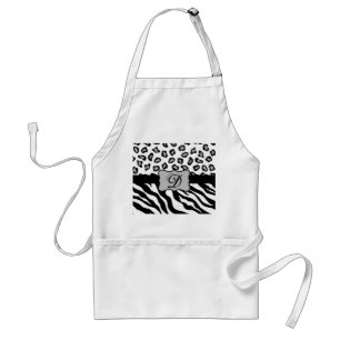 Black & White Zebra & Cheeta Skin Personalized Adult Apron