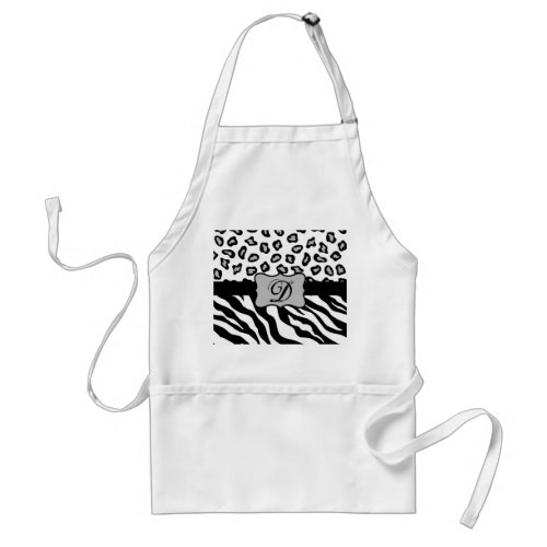 Black  White Zebra  Cheeta Skin Personalized Adult Apron