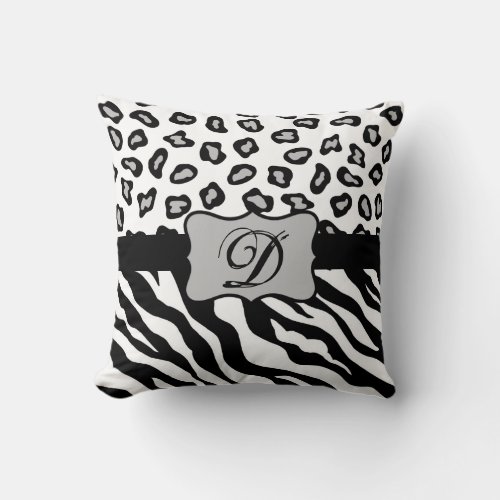 Black  White Zebra  Cheeta Skin Personalized Throw Pillow