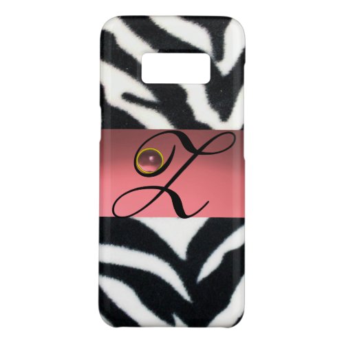 BLACK WHITE ZEBRA FUR  PINK GEM MONOGRAM Case_Mate SAMSUNG GALAXY S8 CASE