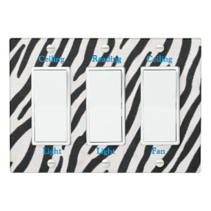 Black & White Zebra Fur Wild Animal Print Custom Light Switch Cover