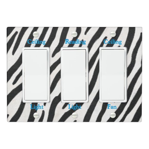 Black  White Zebra Fur Wild Animal Print Custom Light Switch Cover