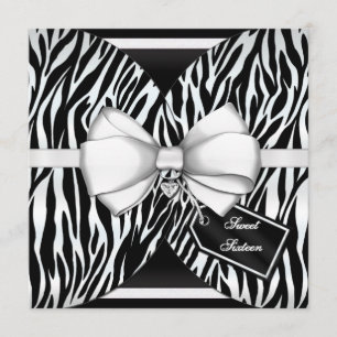 Black White Zebra Invite Ribbon & Jeweled Bow