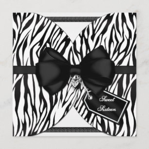 Black White Zebra Invite Ribbon & Jeweled Bow