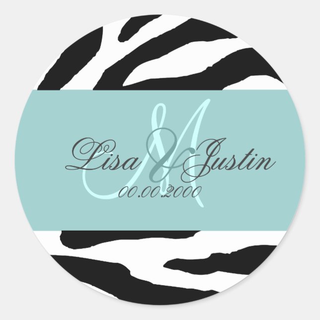 Black White zebra/monogram stickers (Front)