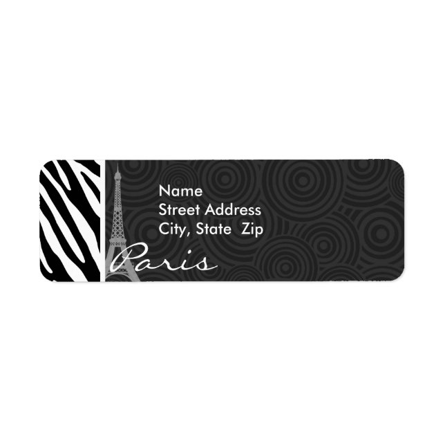 Black & White Zebra; Paris Label (Front)