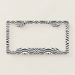 Black& White Zebra Pattern License Plate Frame
