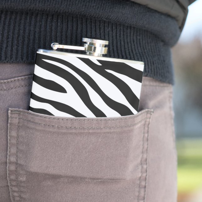 Black & White Zebra Pattern Safari Wrapped Flask (In Situ)