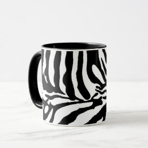 Black white zebra pattern wild safari animals mug
