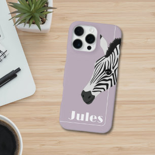 Black White Zebra Pink add Name iPhone 16 Pro Max Case