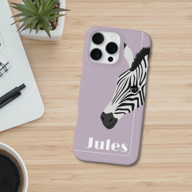Black White Zebra Pink add Name iPhone Case (Creator Uploaded)