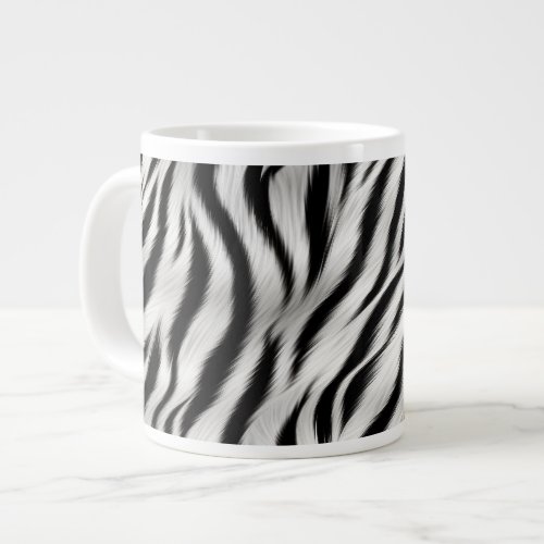  Black White Zebra Print Animal Giant Coffee Mug