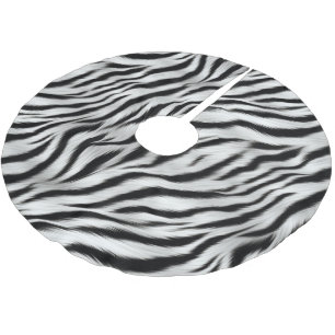  Black White Zebra Print Animal Safari Brushed Polyester Tree Skirt