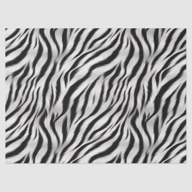  Black White Zebra Print Animal Safari Tissue Paper (Front)