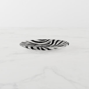 Black White Zebra Print Animal Safari Trinket Tray