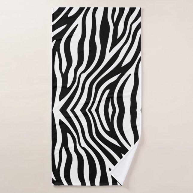 Black White Zebra Print Bath Towel (Bath Towel)