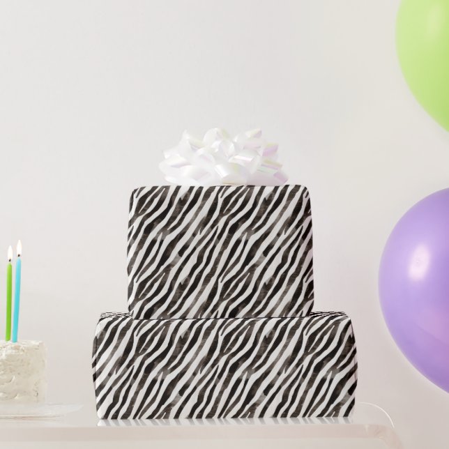 Black White Zebra Print Birthday Wrapping Paper (Party Gifts)