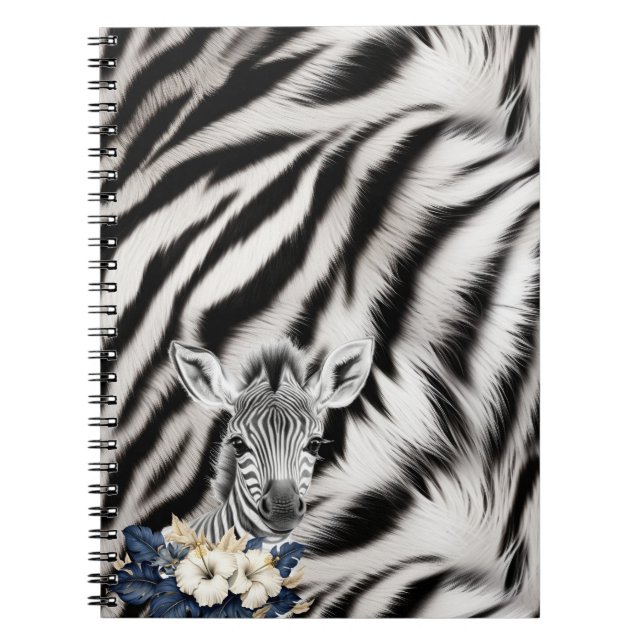 Black White Zebra Print Fur Notebook (Front)