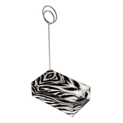 Black White Zebra Print Fur Place Card Holder