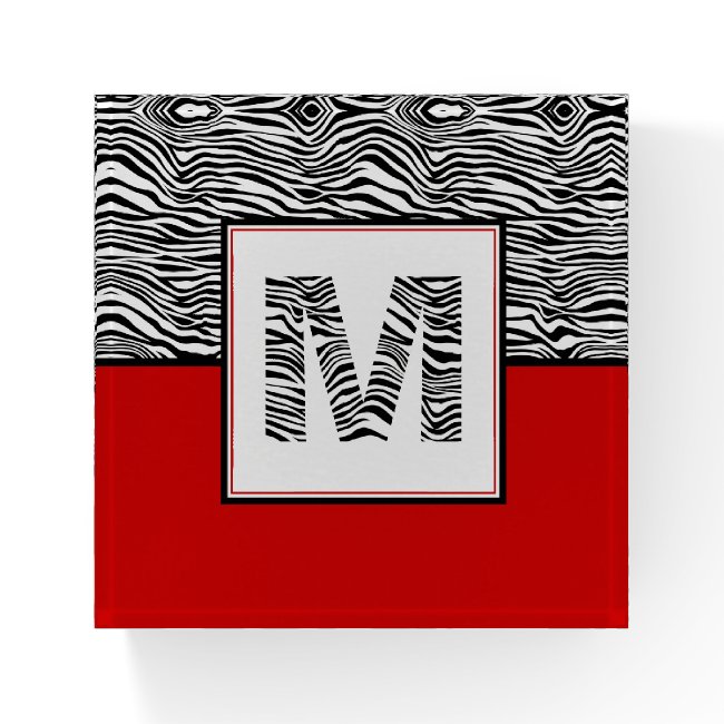 Black & White Zebra Print Monogram | Red